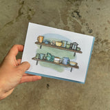 Coffee Mugs on Shelf Card