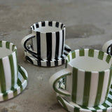 Striped Mug and Saucer Set